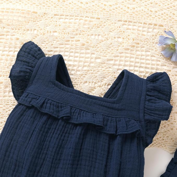 YOUNGER TREE Baby Girl Romper 100% Cotton Ruffle Sleeveless Summer Outfit - Image 4