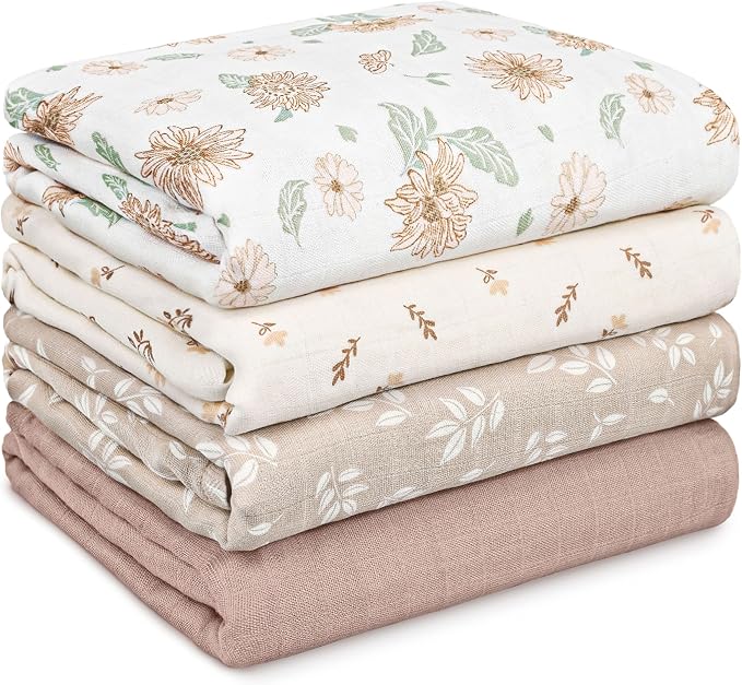GLLQUEN BABY Muslin Swaddle Blankets 4Pk Receiving Blanket Large 35" x 40" | by GLLQUENBABY
