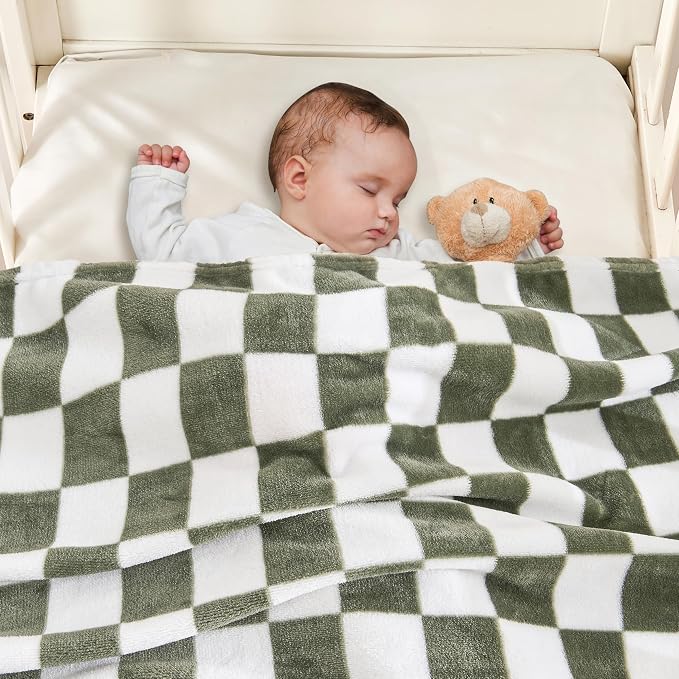 Yurhap Checkered Baby Blanket Fleece Baby Blankets - Image 3