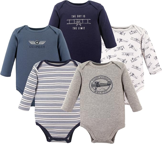 Hudson Baby baby-boys Cotton Long-sleeve Bodysuits 5-pack by HudsonBaby