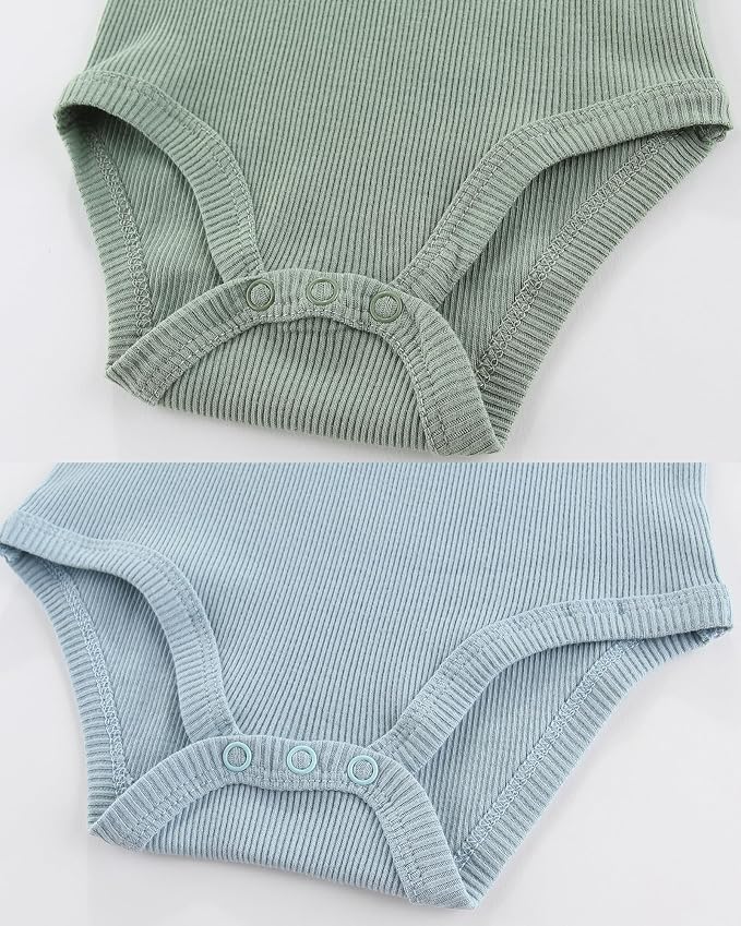 Baby Bodysuits Ribbed Mix Summer Newborn Boy Girl Clothes 5-pack | Multiple - Image 6