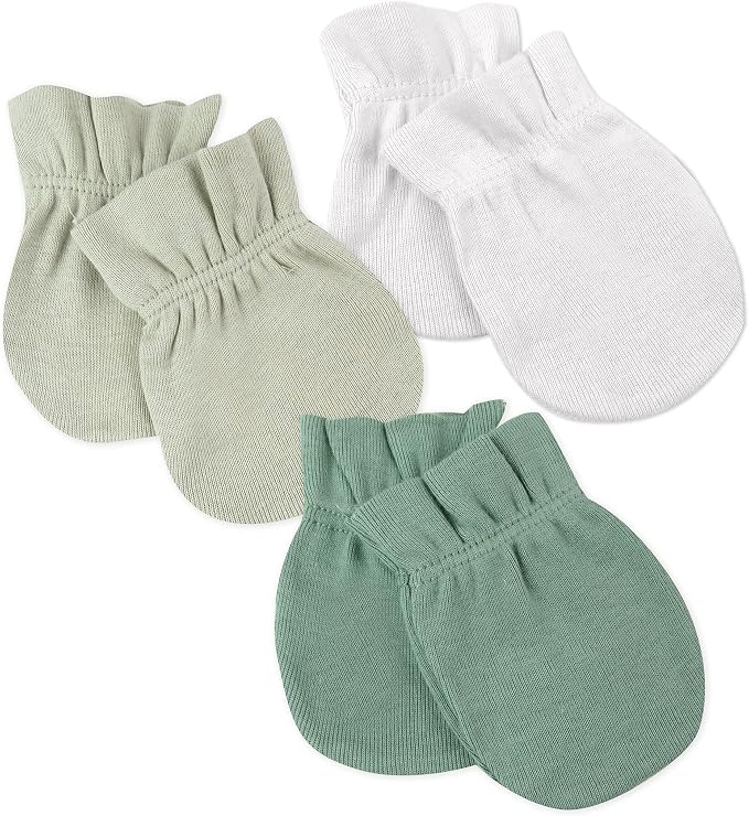 HonestBaby Baby 100% Organic Cotton Multipack Cap Hats and No Scratch Mitts by HonestBaby
