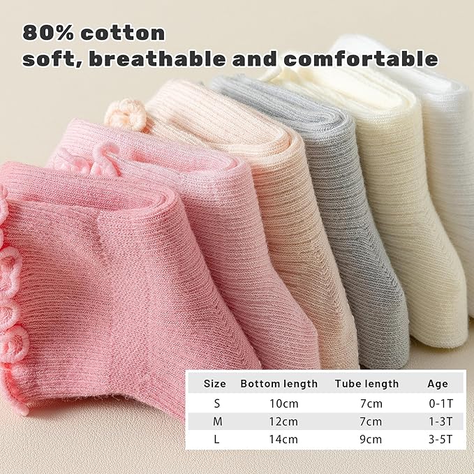 ANYANIME Toddler Socks Ruffle for Girls Baby Grip Socks Non Slip Cute Frill - Image 5