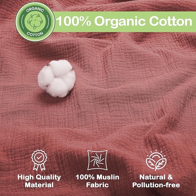 100% Organic Cotton 2 PK Muslin Baby Blanket Unisex 47x47 Inch | Oeko-TEX - Image 2