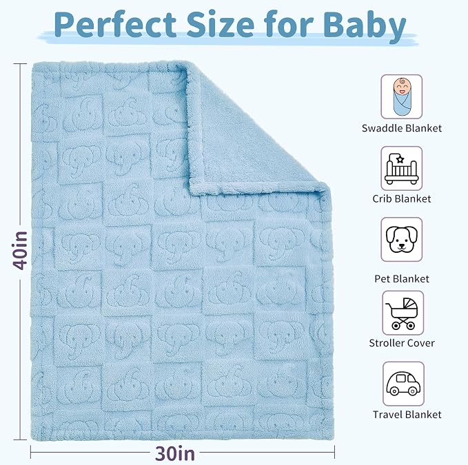 Pro Goleem Elephant Baby Boy Blanket, Soft Fleece Baby Blankets - Image 5