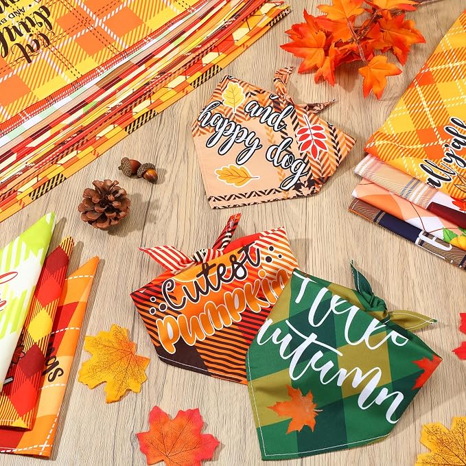 Preboun 200 Pcs Fall Dog Bandana Thanksgiving Bib Small Medium Pet - Image 6