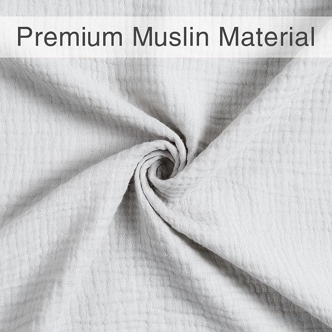 Meracorallo Muslin Swaddle Blanket, 100% Cotton, Light Gray | Soft Breathable - Image 5