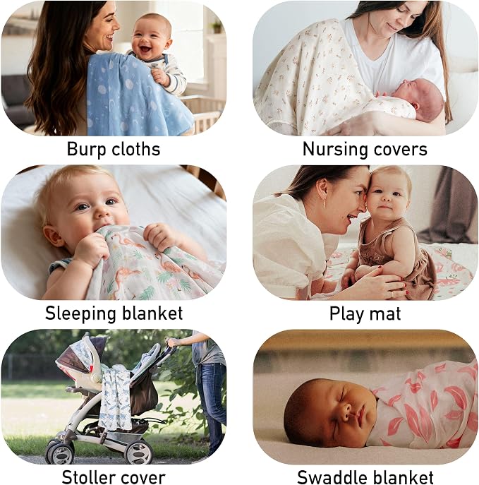 GLLQUEN BABY Muslin Swaddle Blankets 2Pk Receiving Blanket Large 35" x 40" | - Image 4