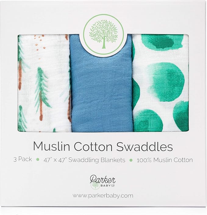 Parker Baby Co. Soft Muslin Baby Swaddle Blankets, 3 Pack - Image 9