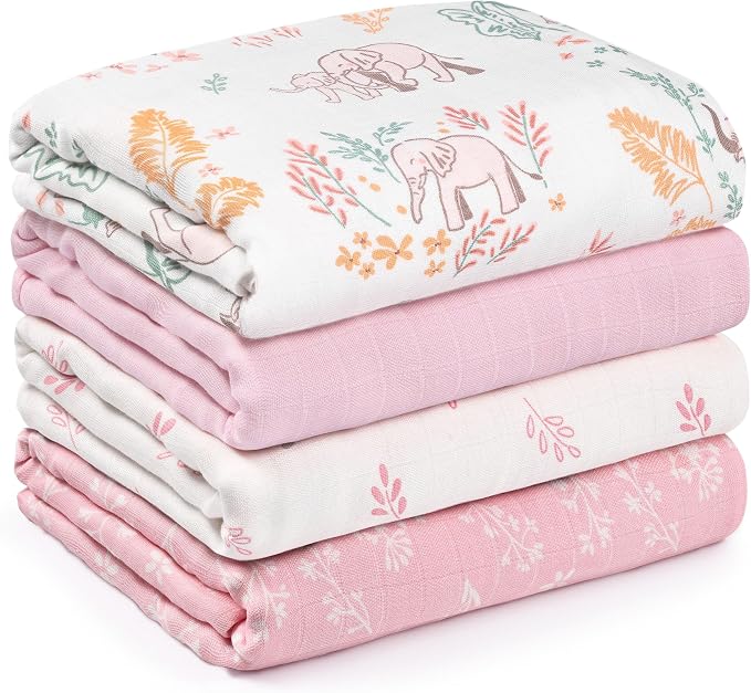 GLLQUEN BABY Muslin Swaddle Blankets 4Pk Receiving Blanket Large 35" x 40" | by GLLQUENBABY