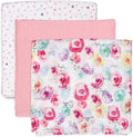 HonestBaby 3-Pack Organic Cotton Swaddle Blankets, Rose Blossom, One Size by HonestBaby