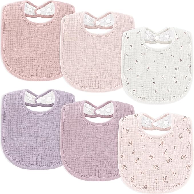 Susurration Muslin Baby Drool Bibs 6Pack Soft Square Adjustable Baby Bandana by Susurration