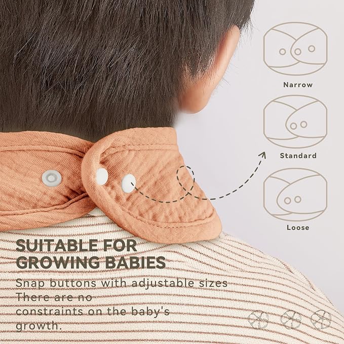 Muslin Baby Bibs for Unisex Boys Girls, Cotton Drool Bibs, Adjustable Newborn - Image 4