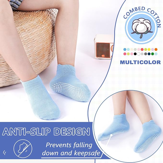 Tphon Non Slip Toddler Socks 12 Pairs Kids Grip Sock - Image 3