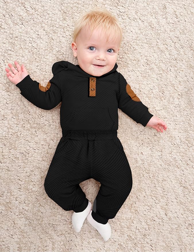 Fommy Baby Boy Clothes Colorblocked Long Sleeve Hoodie + Long Pants 2PCS Fall - Image 3
