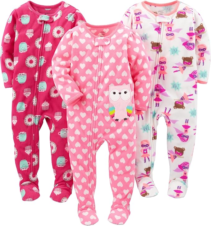 Simple Joys by Carter's Girls Loose-Fit Flame Resistant Fleece Footed Pajamas by SimpleJoysbyCarters