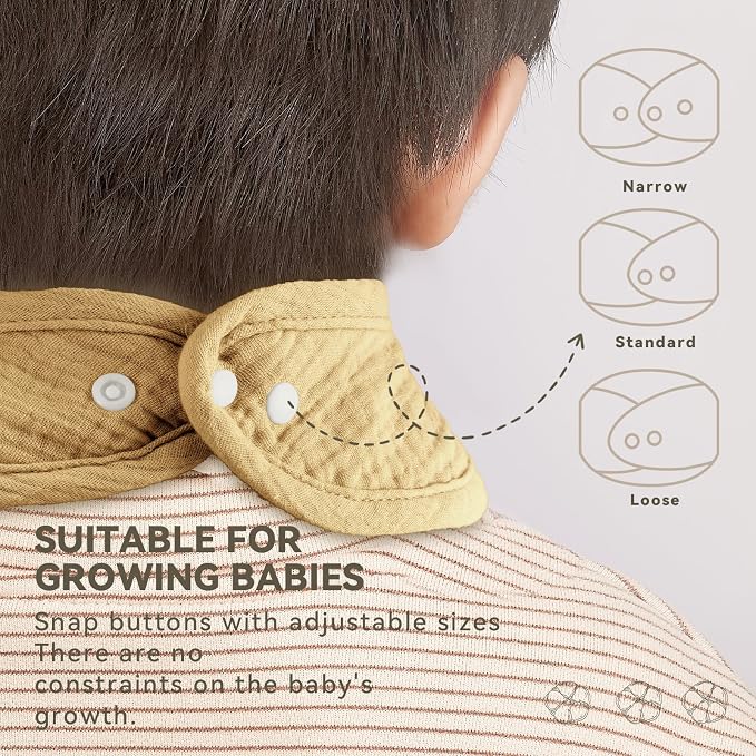 Muslin Baby Bibs for Unisex Boys Girls, Cotton Drool Bibs, Adjustable Newborn - Image 4