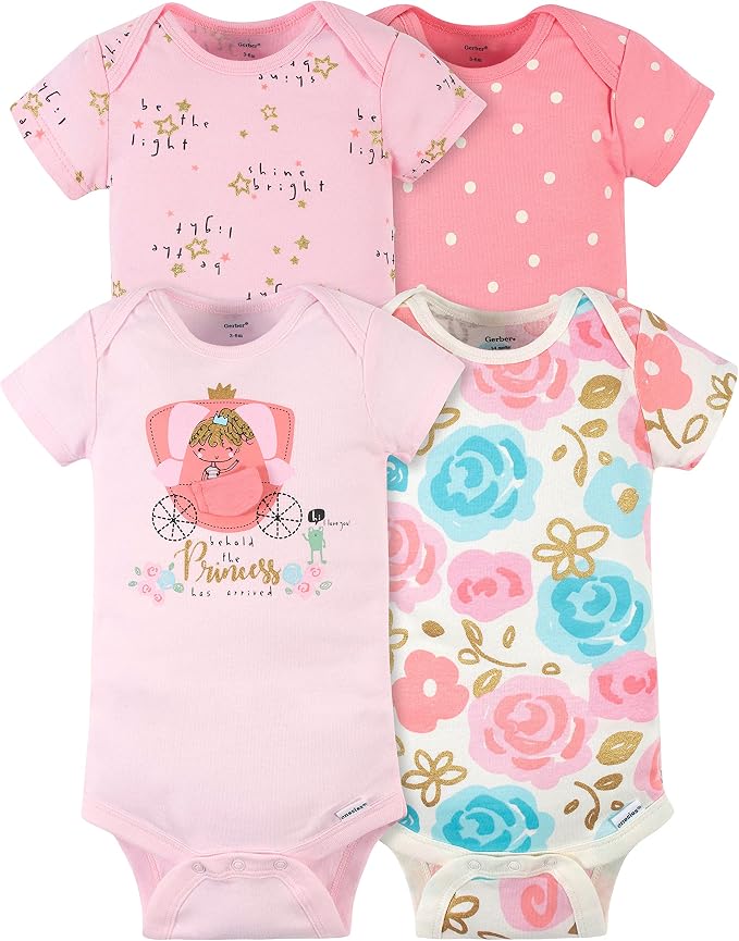 Gerber Baby Girls 4-Pack Short Sleeve Onesies Bodysuits by Gerber