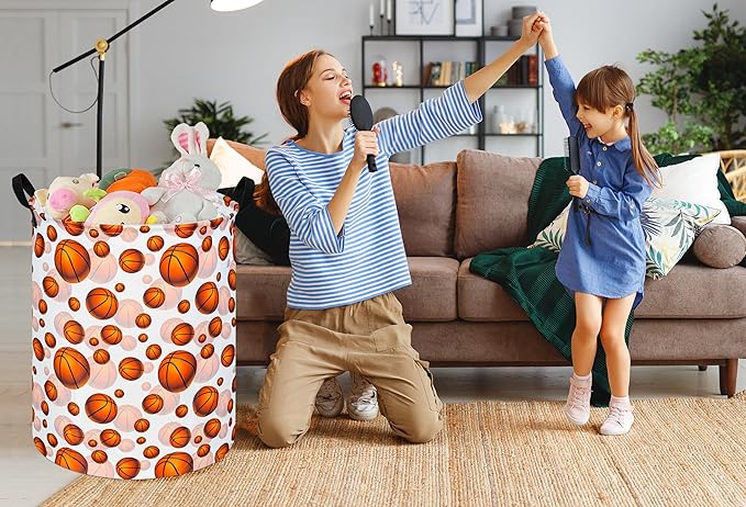 Round Laundry Hamper Storage Basket Laundry Organizer Hamper Storage Bins Clothes and Toys Box Nursery Hamper Gift Basket For Kids with Handles