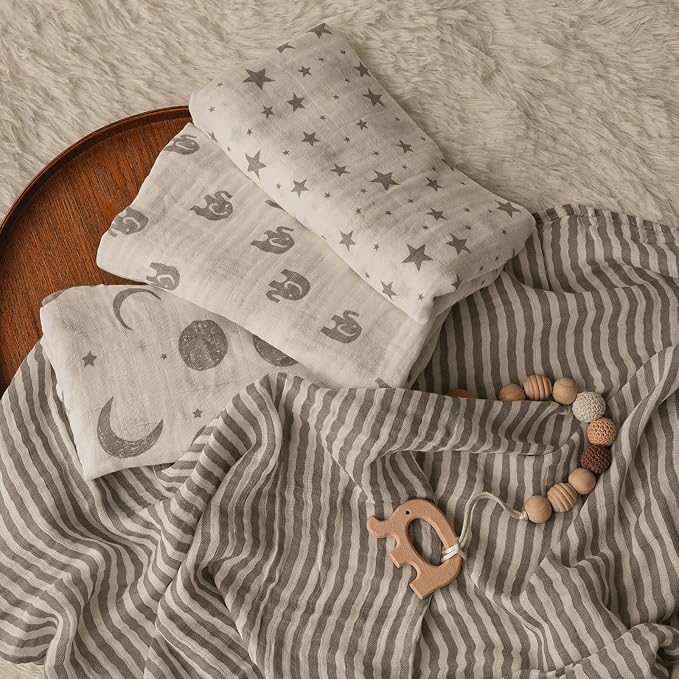 GLLQUEN BABY Muslin Swaddle Blankets 4Pk Receiving Blanket Large 35" x 40" | - Image 7