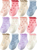 Baby Toddler Girls Socks Grip Ruffle Non Slip Kids Cotton 12 Pack Socks | by Aroveea