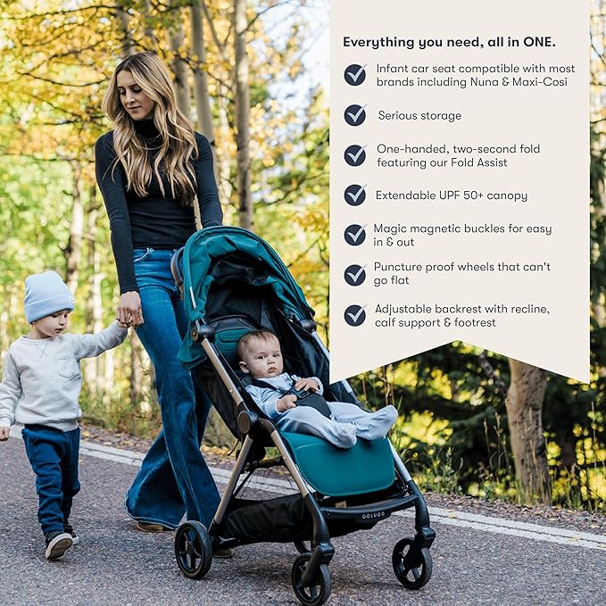 Colugo The One Stroller - Lightweight Easy Fold Compact Toddler and Baby Stroller for Travel, Large Storage Basket, One Hand Fold, Includes Raincover, Bumper Bar, Cupholder (Ponderosa Pine)