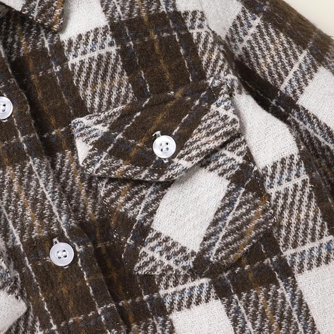 YOUNGER STAR Toddler Kids Boys Girls Flannel Hooded Plaid Shirt Button Baby Red - Image 4