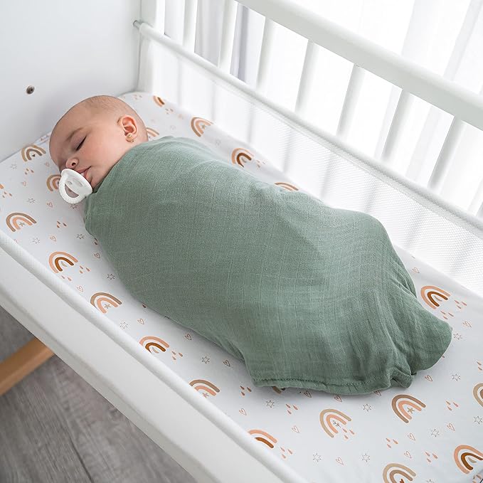 Comfy Cubs Muslin Swaddle Blankets Pack of 4, 47 x 47 Inches, Soft Cotton Baby - Image 2
