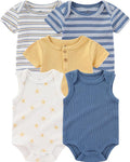 Baby Bodysuits Ribbed Mix Summer Newborn Boy Girl Clothes 5-pack | Multiple by ZAVBABY
