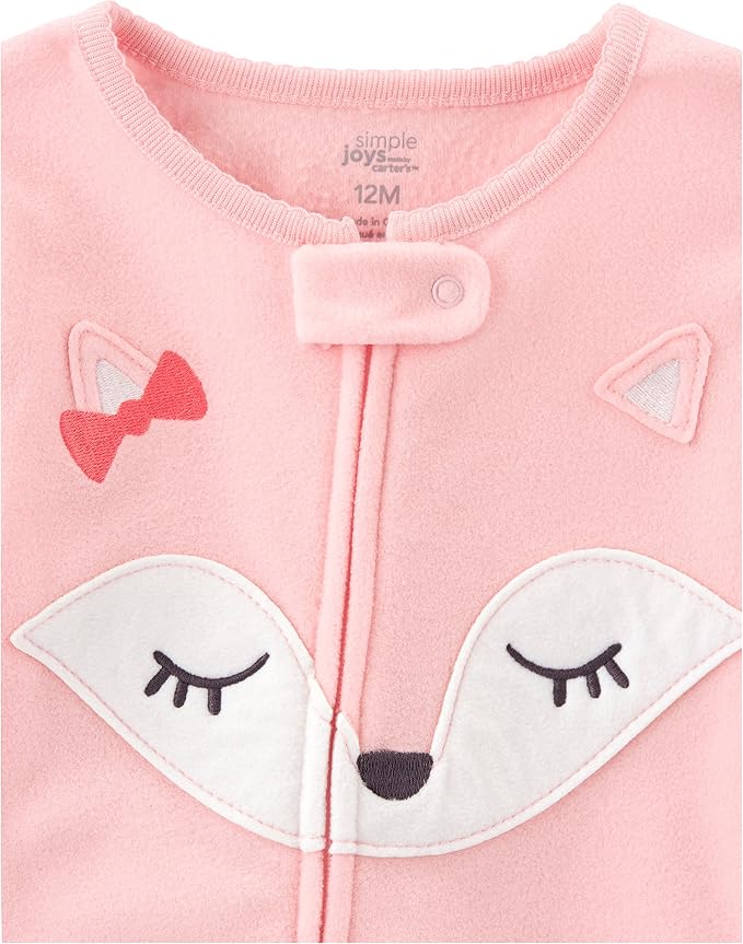 Simple Joys by Carter's Girls Loose-Fit Flame Resistant Fleece Footed Pajamas - Image 2
