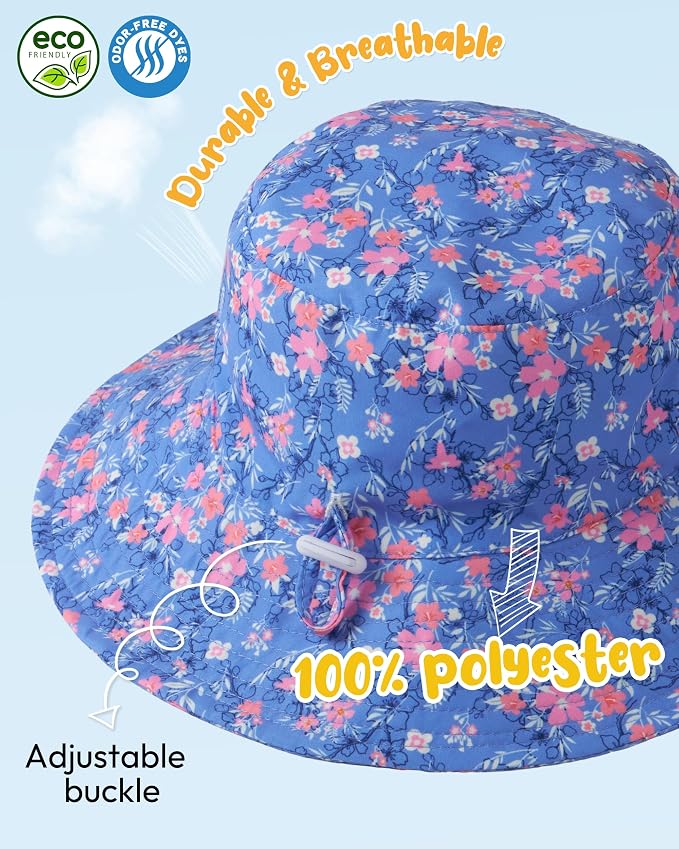 Baby Sun Hat Kids Summer Sun Protection Toddler Bucket Hat Wide Brim Adjustable - Image 3