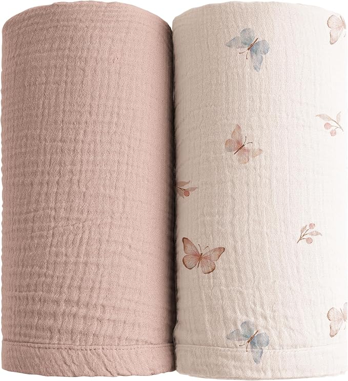 Konssy Muslin Swaddle Blankets, 100% Cotton Receiving Blankets, Soft & by Konssy