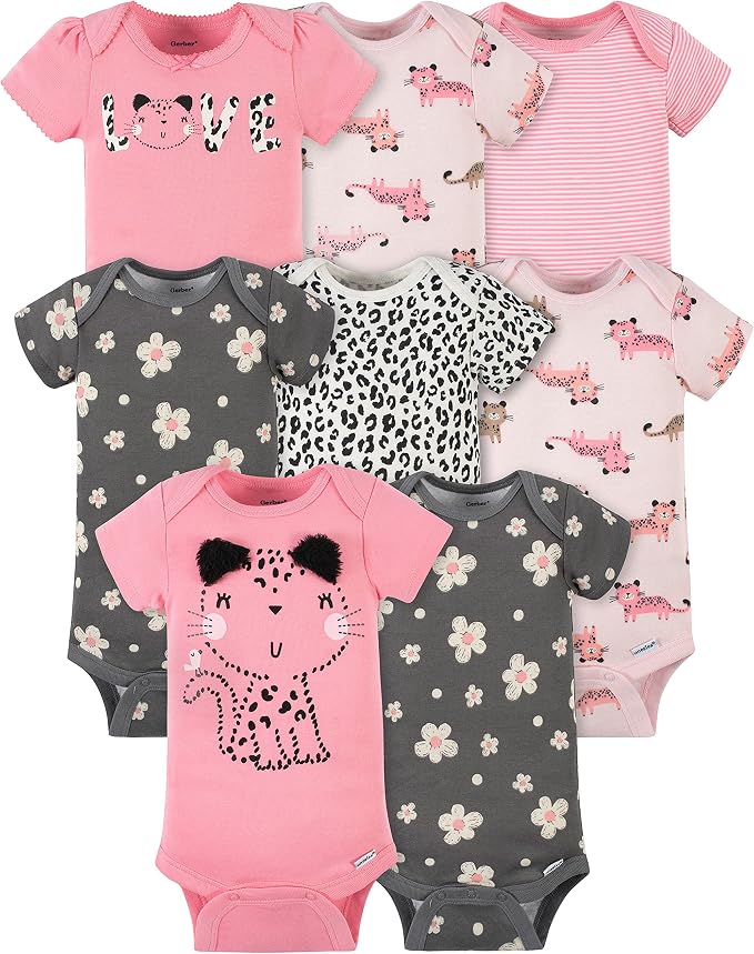 Gerber Baby Girls' 8-pack Short Sleeve Onesies Bodysuits by Gerber