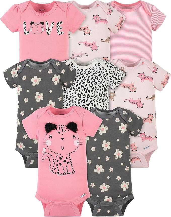 Gerber Baby Girls' 8-pack Short Sleeve Onesies Bodysuits by Gerber