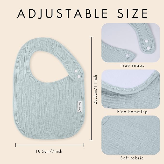 Muslin Baby Bibs for Drooling and Teething, Bibs for Boys Girls | Soft Cotton - Image 5