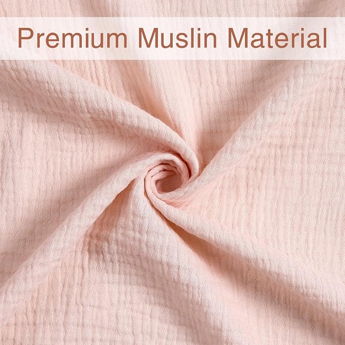 Meracorallo Muslin Swaddle Blanket, 100% Cotton, Peach Pink | Soft Breathable - Image 5