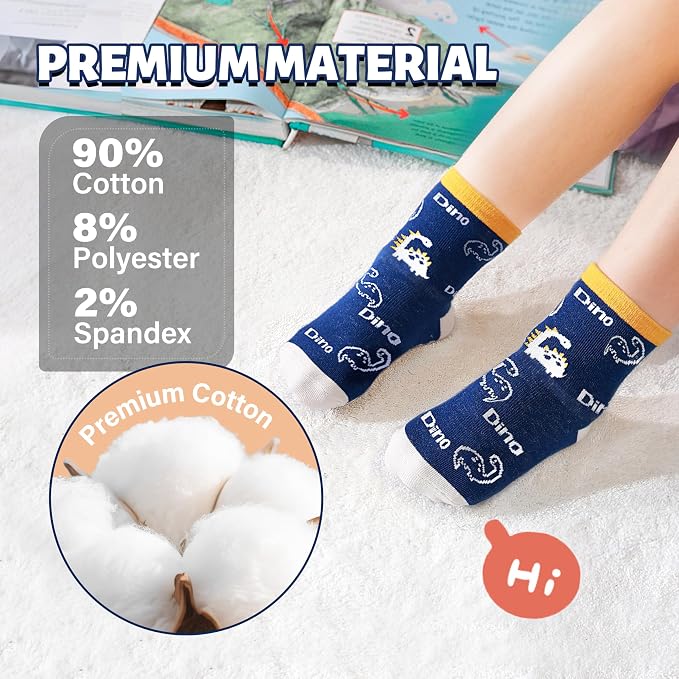 ANTSANG 12 Pairs Baby Girls Boys Toddlers Kids Crew Cotton Grips Socks | Smooth - Image 6