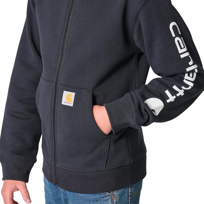 Carhartt Kid's CP8675 Long-Sleeve Full-Zip Logo Sweatshirt - Image 7