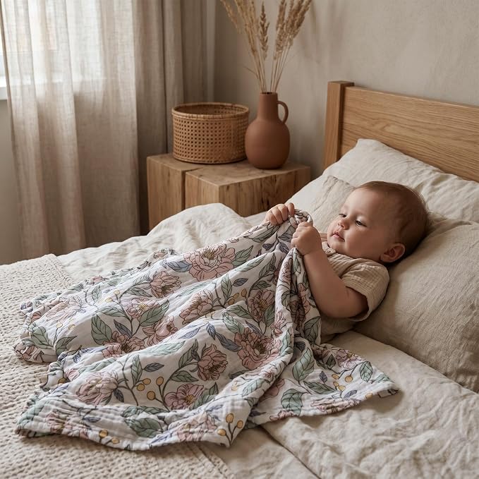 Muslin Receiving Blankets 5 Pack, Soft Swaddle Wraps - Image 5