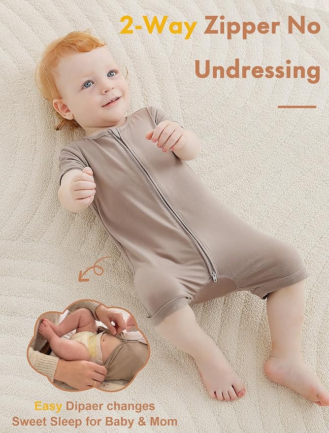 JunNeng Viscose from Bamboo Baby Sleeper, Short Sleeve Romper Jumpsuit | 2 Way - Image 5