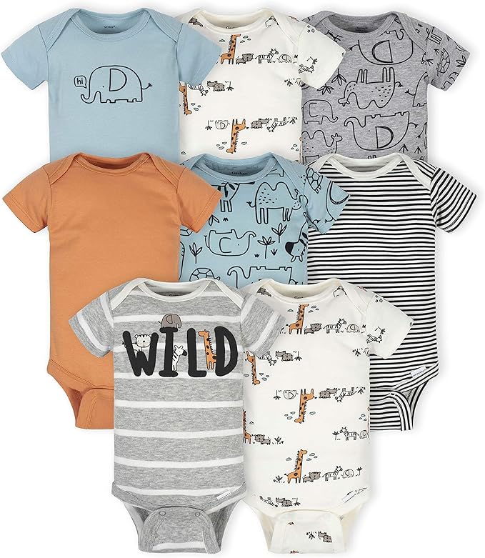 Gerber unisex-baby 8-pack Short Sleeve Onesies Bodysuits