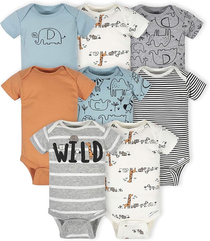 Gerber Baby Boys 8-Pack Short Sleeve Onesies Bodysuits by Gerber