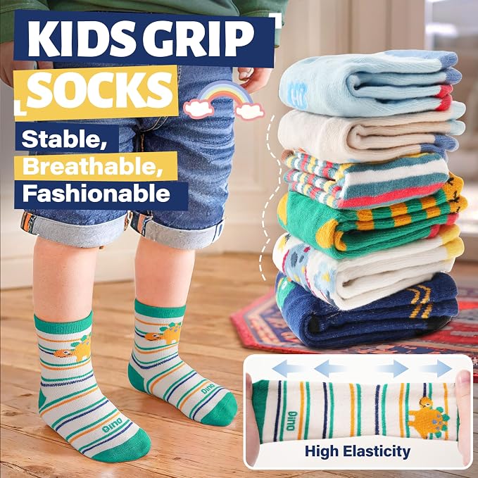 ANTSANG 12 Pairs Baby Girls Boys Toddlers Kids Crew Cotton Grips Socks | Smooth - Image 5