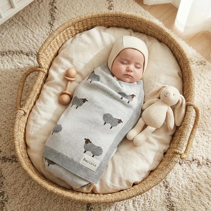 Luxury Cotton Knit Swaddle Baby Blanket - Image 4