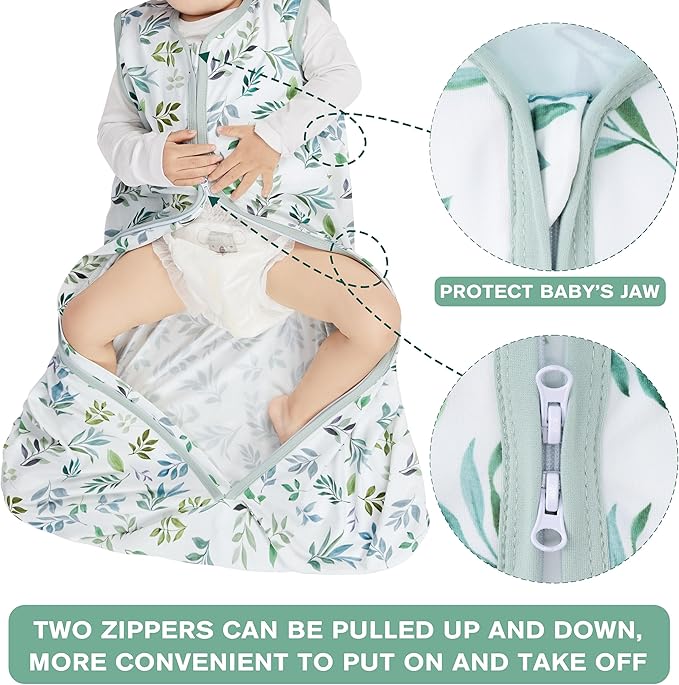 Newborn Sleep Sack Baby Swaddle,TOG 0.5 Baby Wearable Blanket,Baby Sleeping Bag (Leaf&Clouds, 3-6 Months)