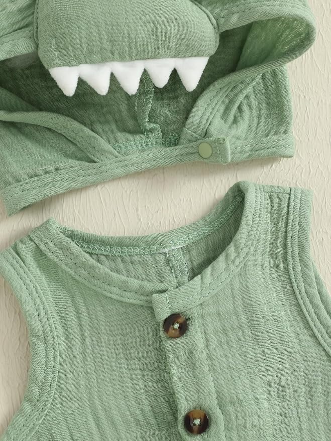 Newborn Baby Boys Rompers Hoodies Dinosaur Cartoon Infant Baby Toddler Onesie - Image 6