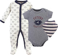 Hudson Baby Unisex Cotton Sleep and Play, Bodysuit and Bandana Bib Set by HudsonBaby