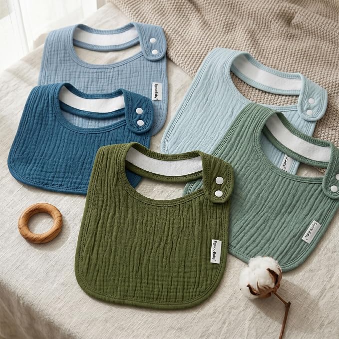 Muslin Baby Bibs for Drooling and Teething, Bibs for Boys Girls | Soft Cotton - Image 6