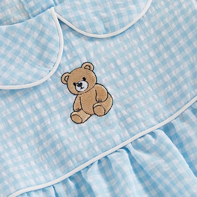 Baby Boy Girl Bubble Romper Short Sleeve Collar Summer Bodysuit - Image 5