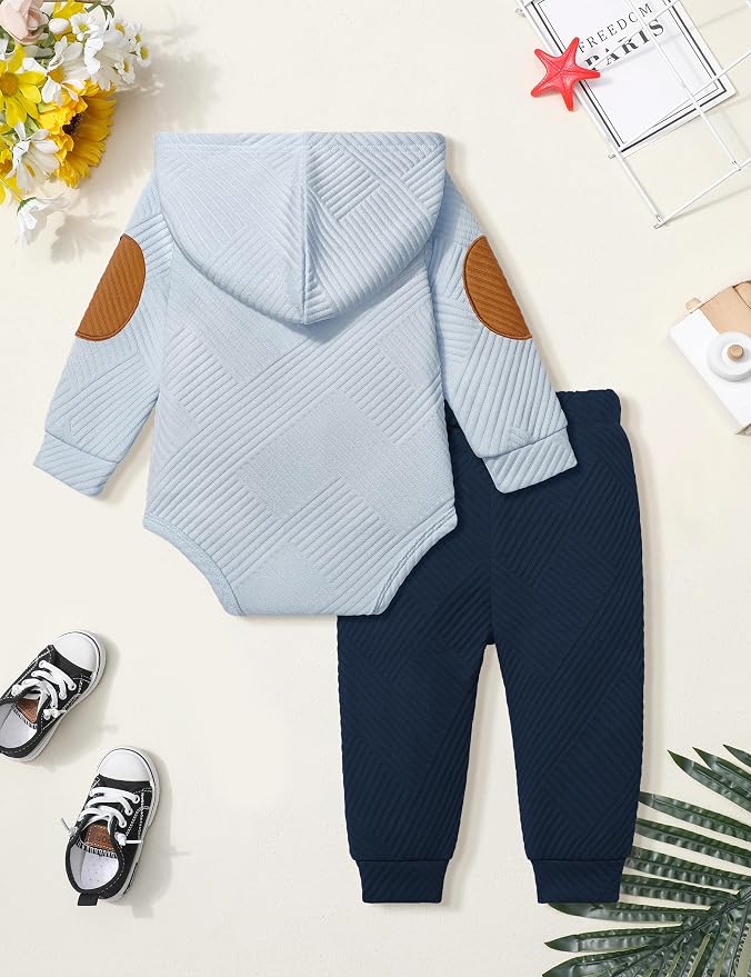 Fommy Baby Boy Clothes Colorblocked Long Sleeve Hoodie + Long Pants 2PCS Fall - Image 7